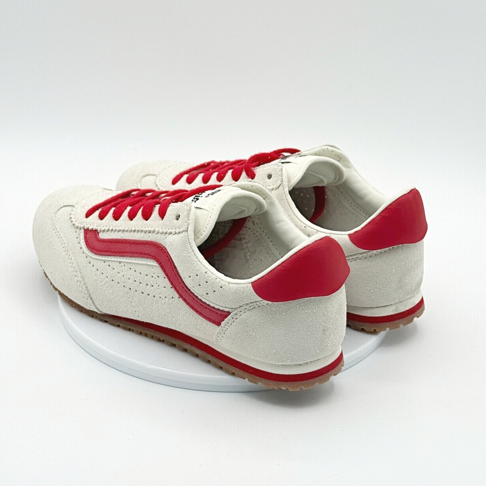 Vans Super Lowpro Size 8 Womens Suede Marshmallow/Red NEW - Picture 6 of 10